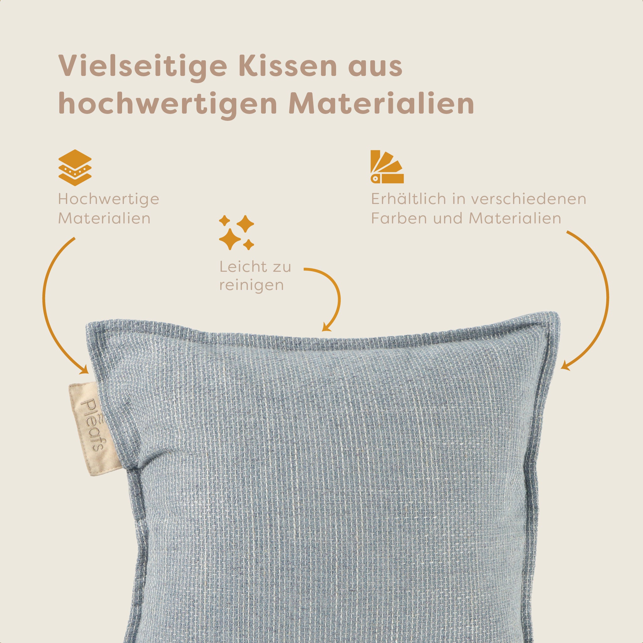 Pleafs® Dekokissen Nomad 45x45cm Silver Sand