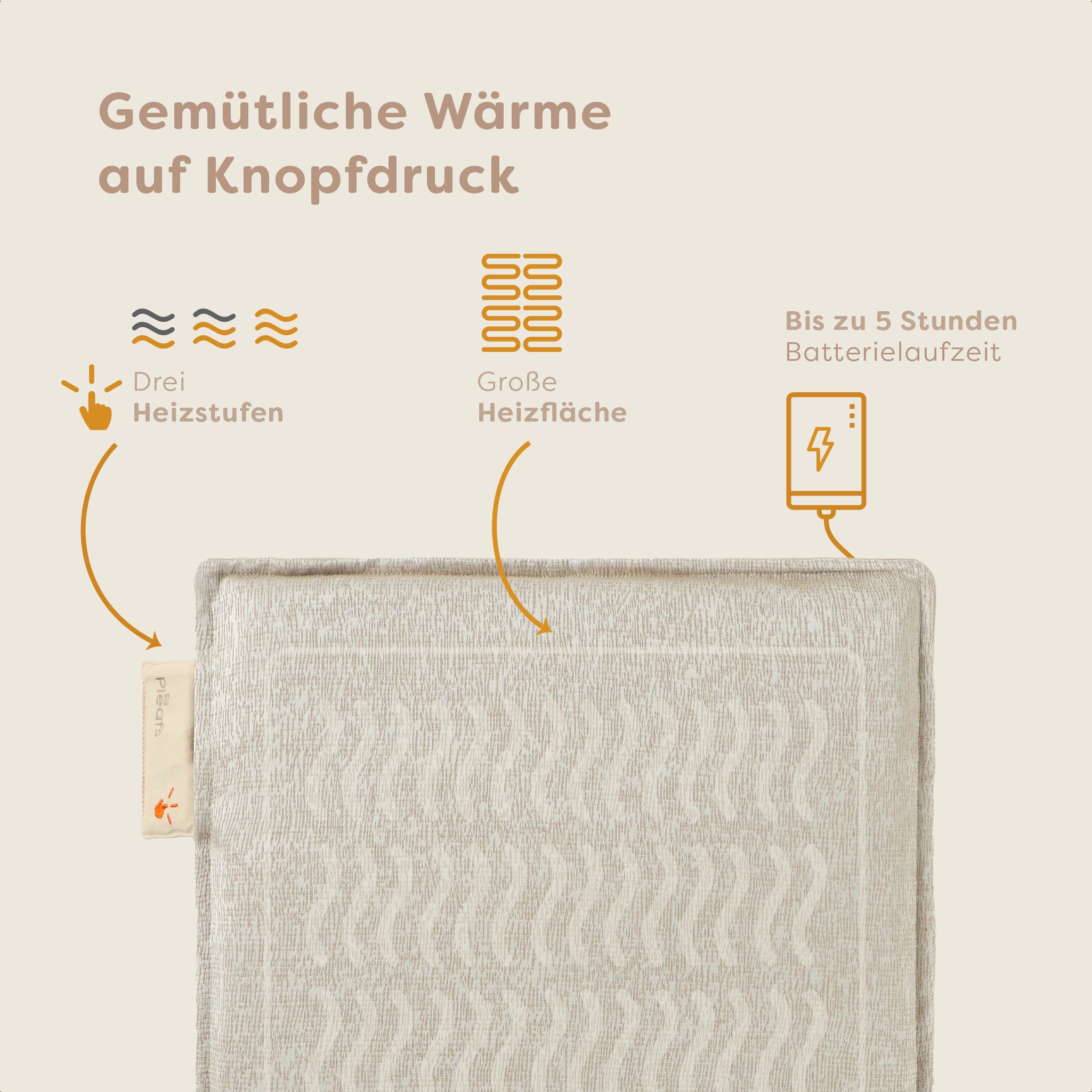 Pleafs® Sitz-Heizkissen Boho 40x40cm Dark Vanilla