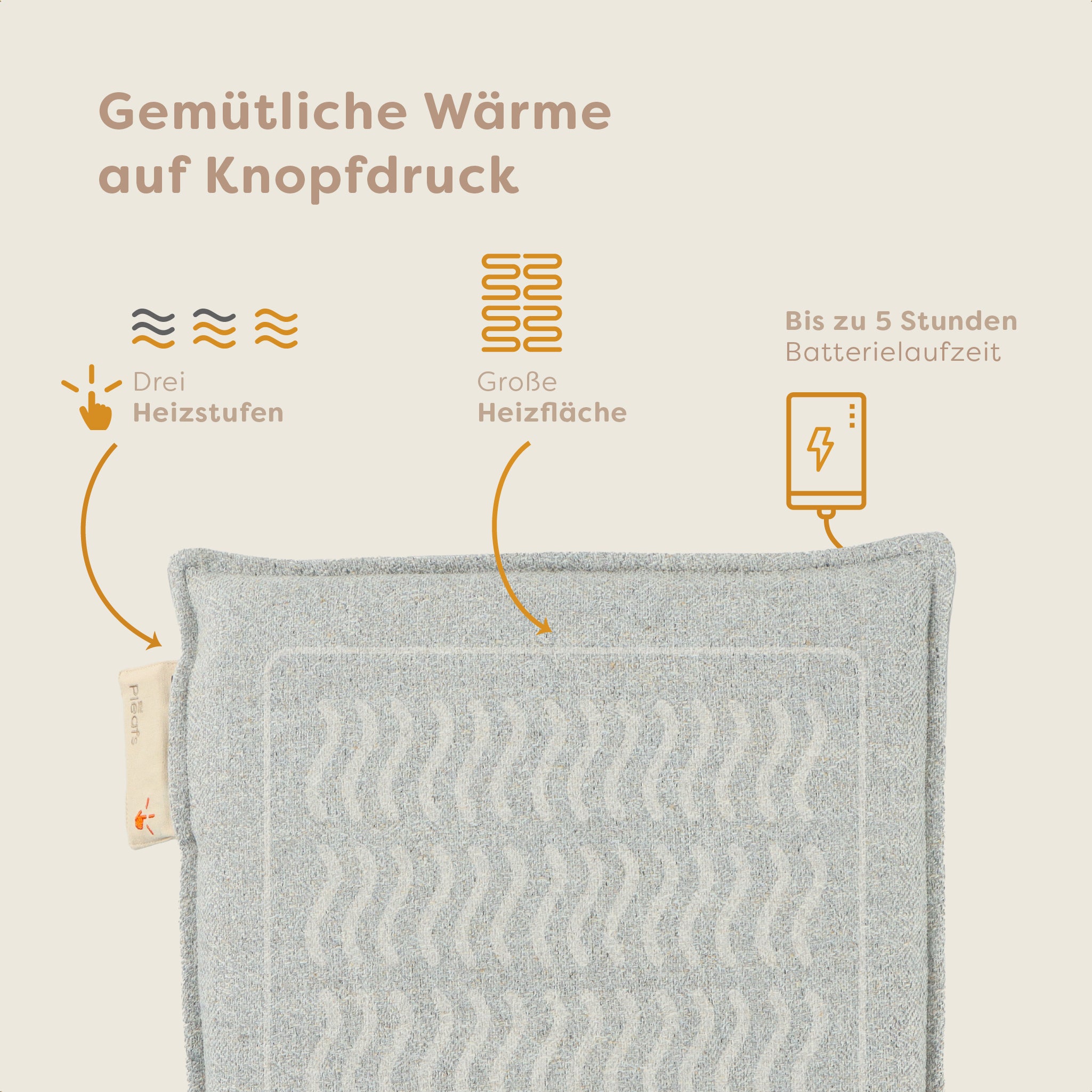 Pleafs® Sitz-Heizkissen Nomad 40x40cm Close Knit