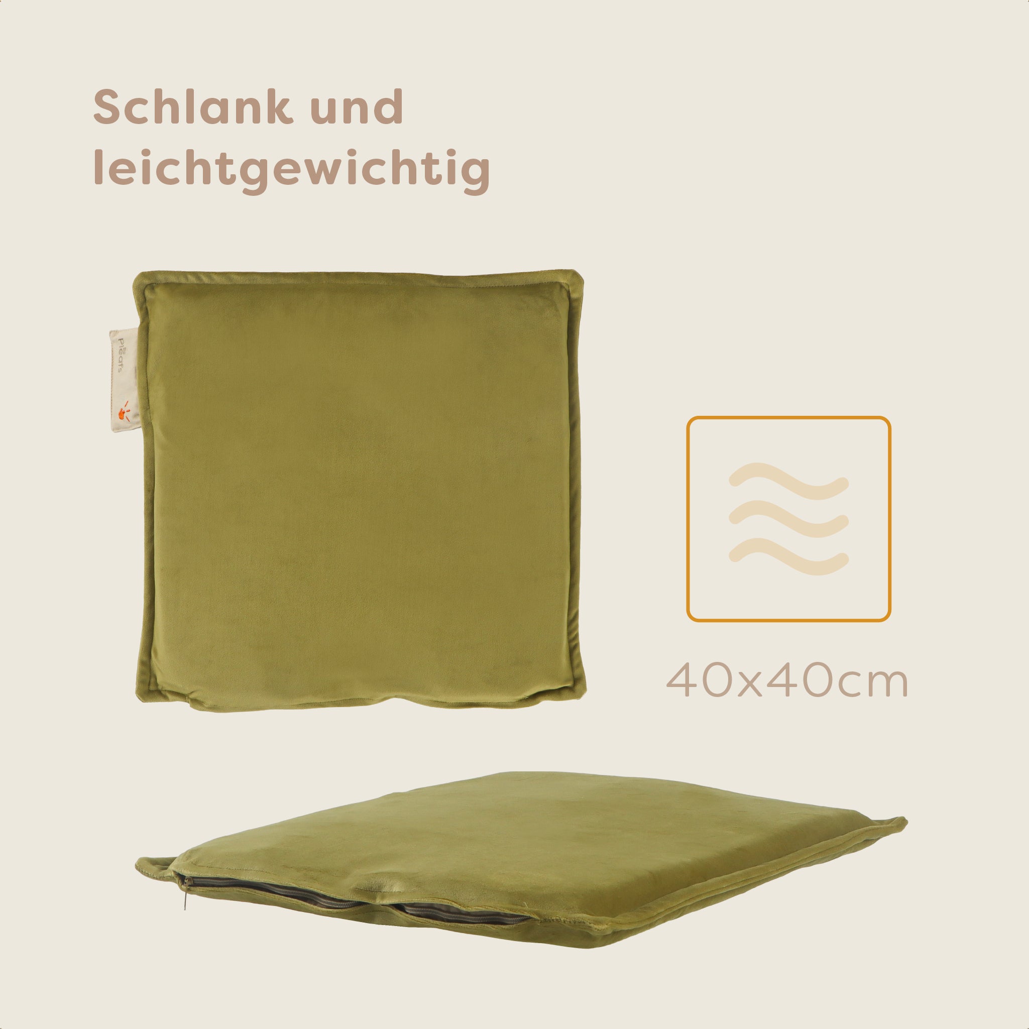Pleafs® Sitz-Heizkissen Plush 40x40cm Barley Corn