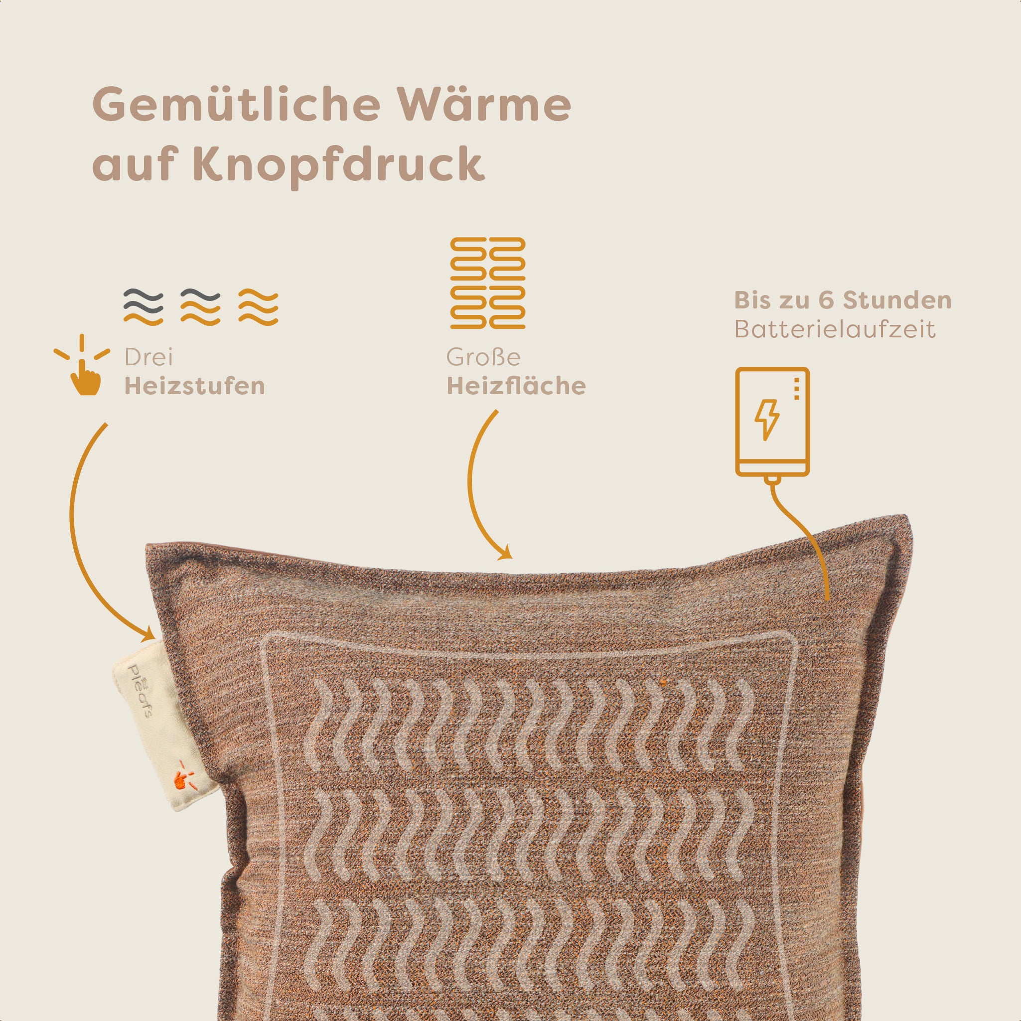 heizkissen boho kabellos elektrisch aufladbar indoor 45x45 spiced-cider usp