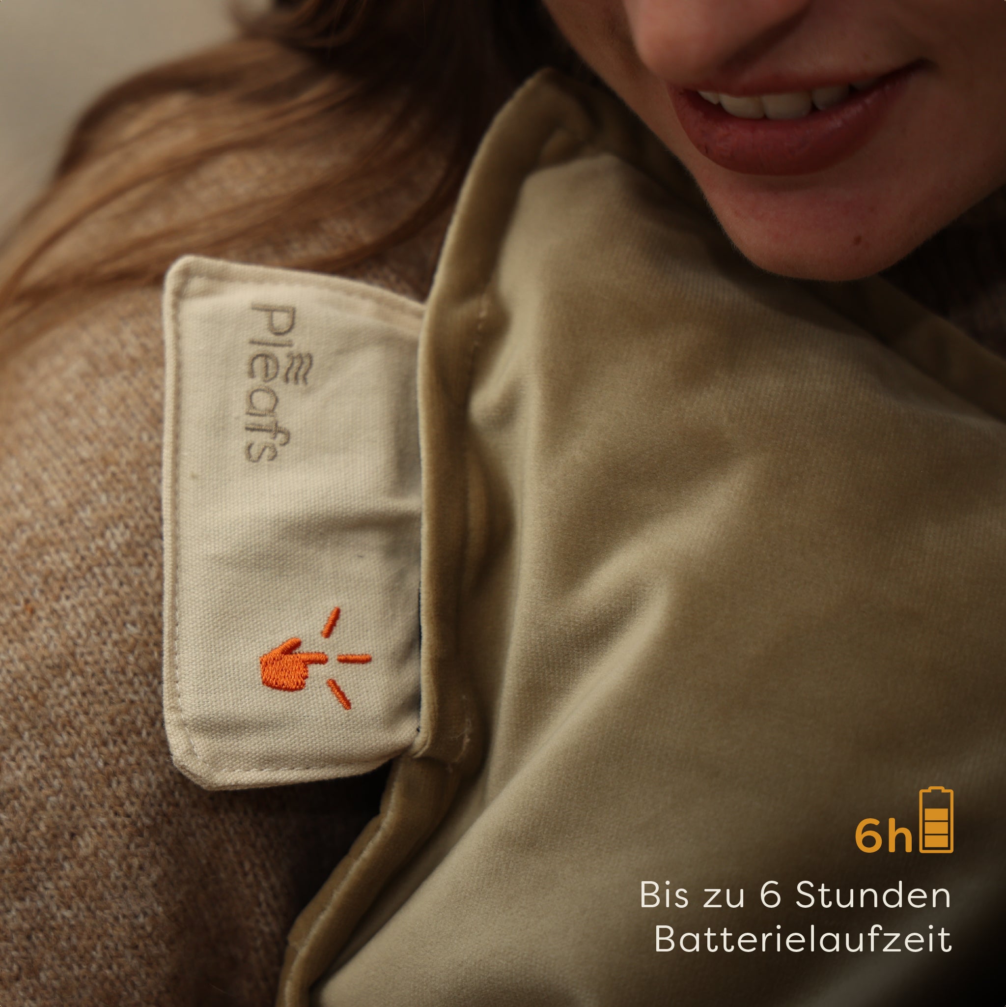 heizkissen plush kabellos elektrisch aufladbar indoor 45x45 crewel-tan batterie