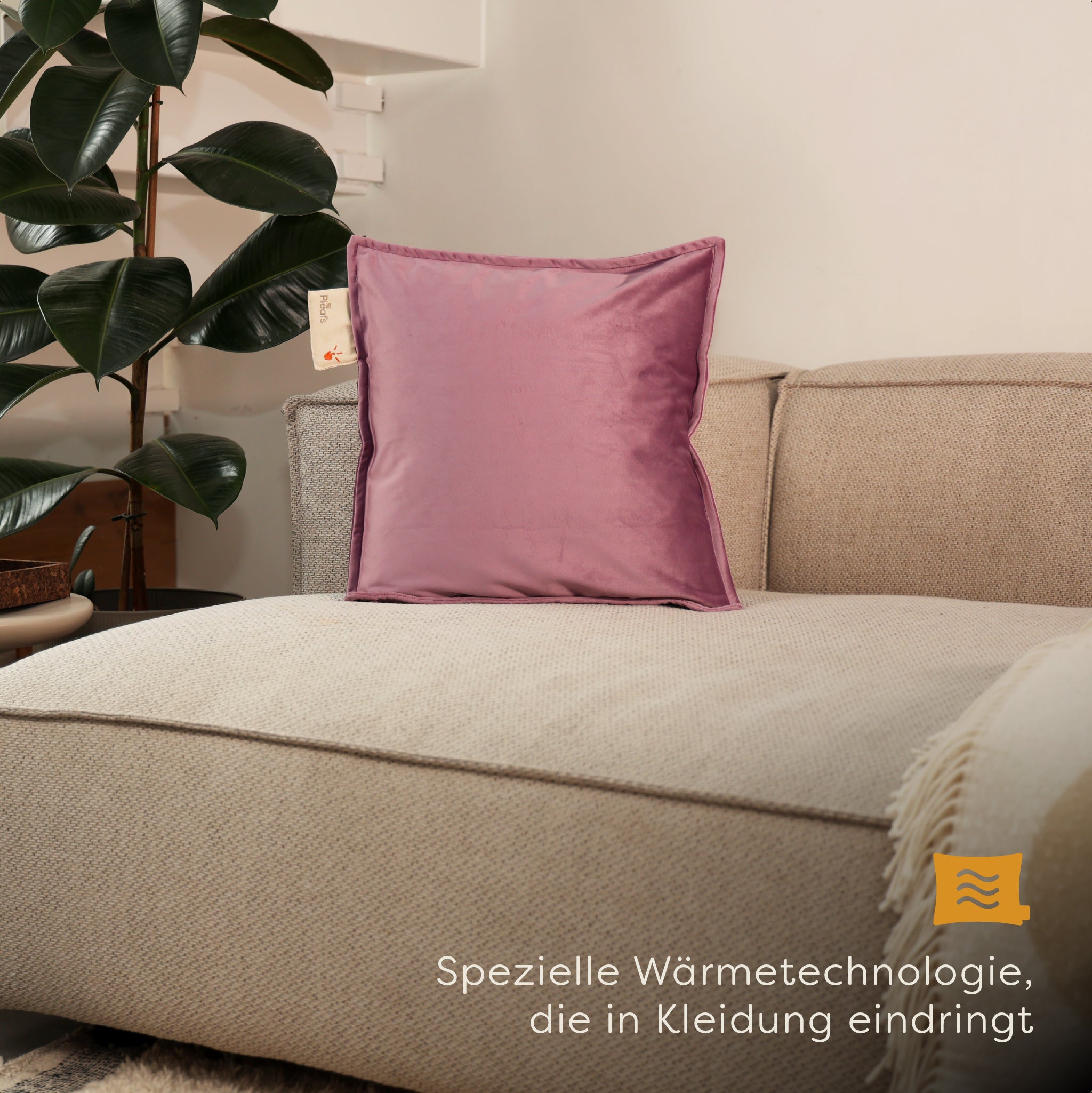 heizkissen plush kabellos elektrisch aufladbar indoor 45x45 hothouse-orchid interior