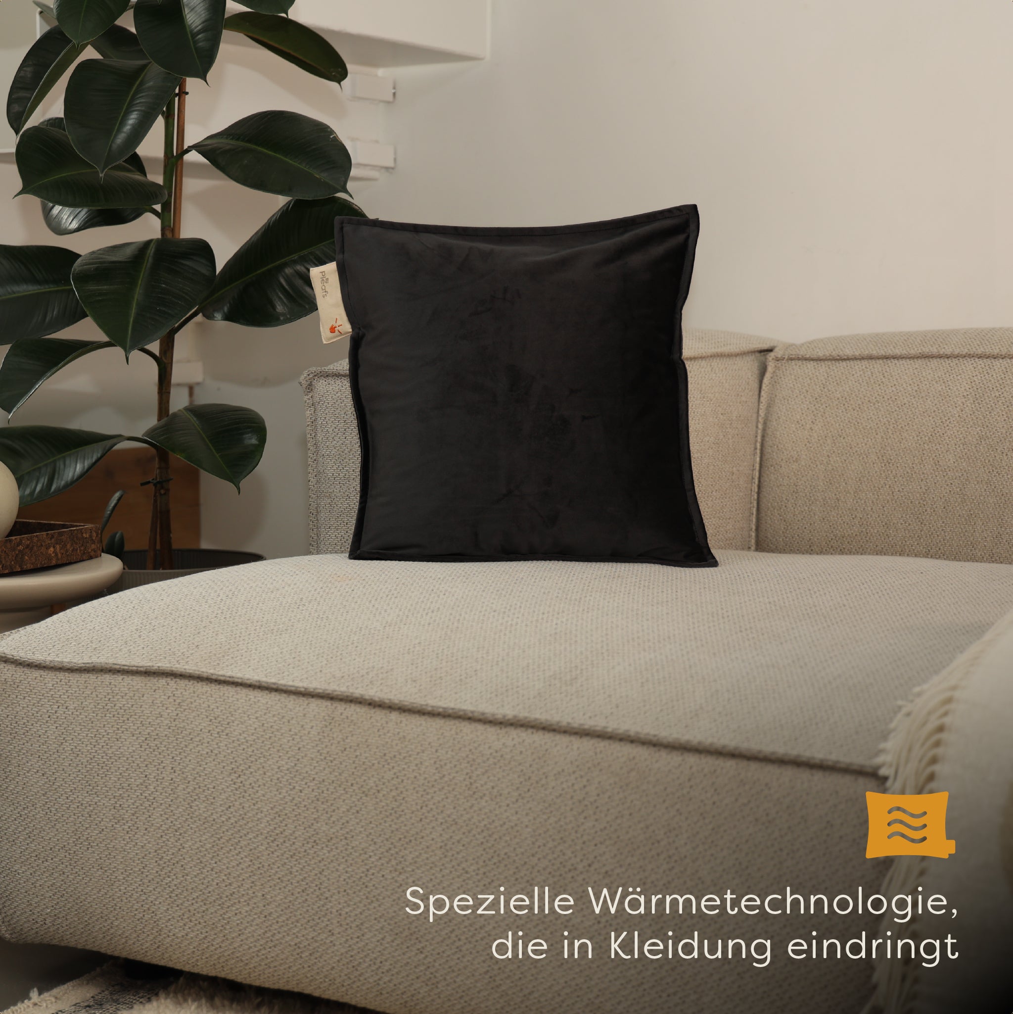 heizkissen plush kabellos elektrisch aufladbar indoor 45x45 onyx interior