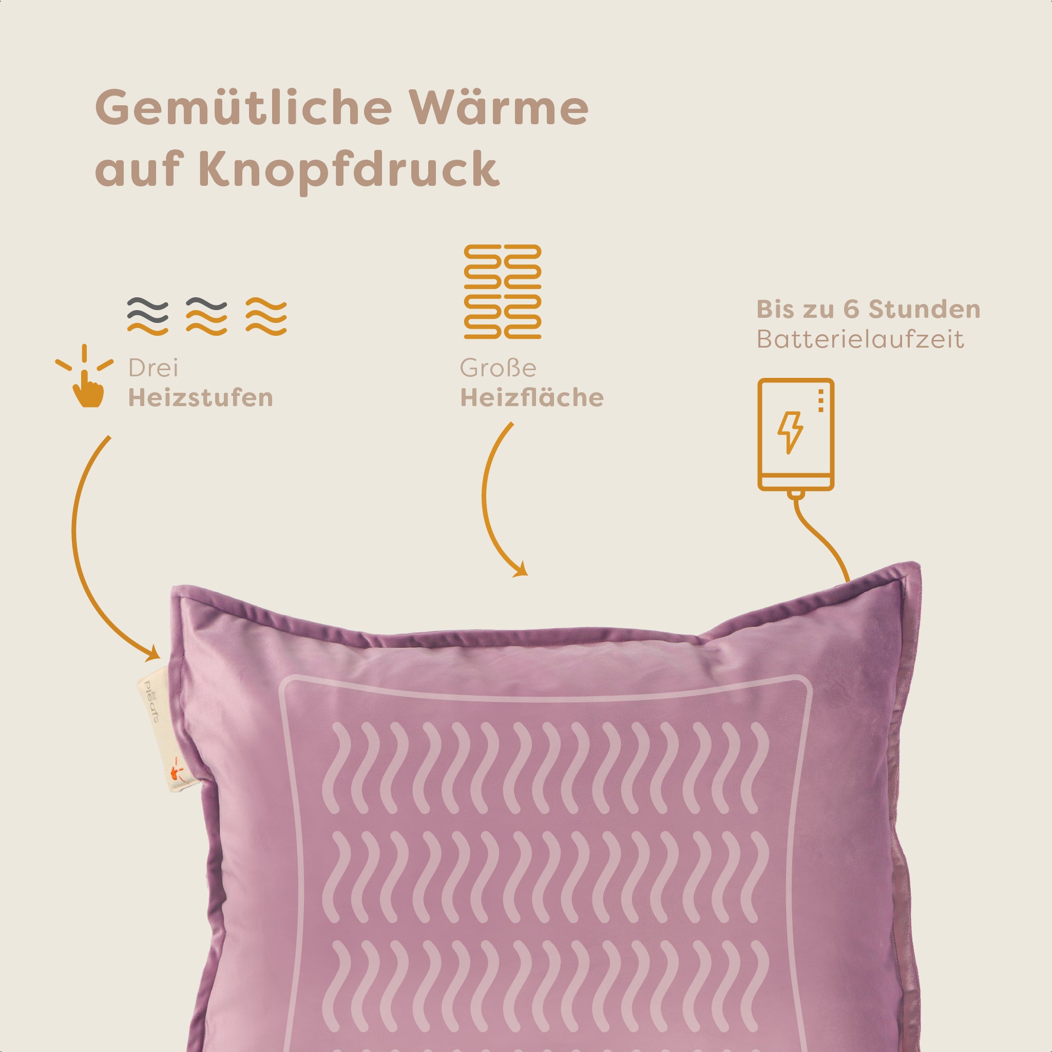 heizkissen plush kabellos elektrisch aufladbar indoor 45x60 hothouse-orchid usp