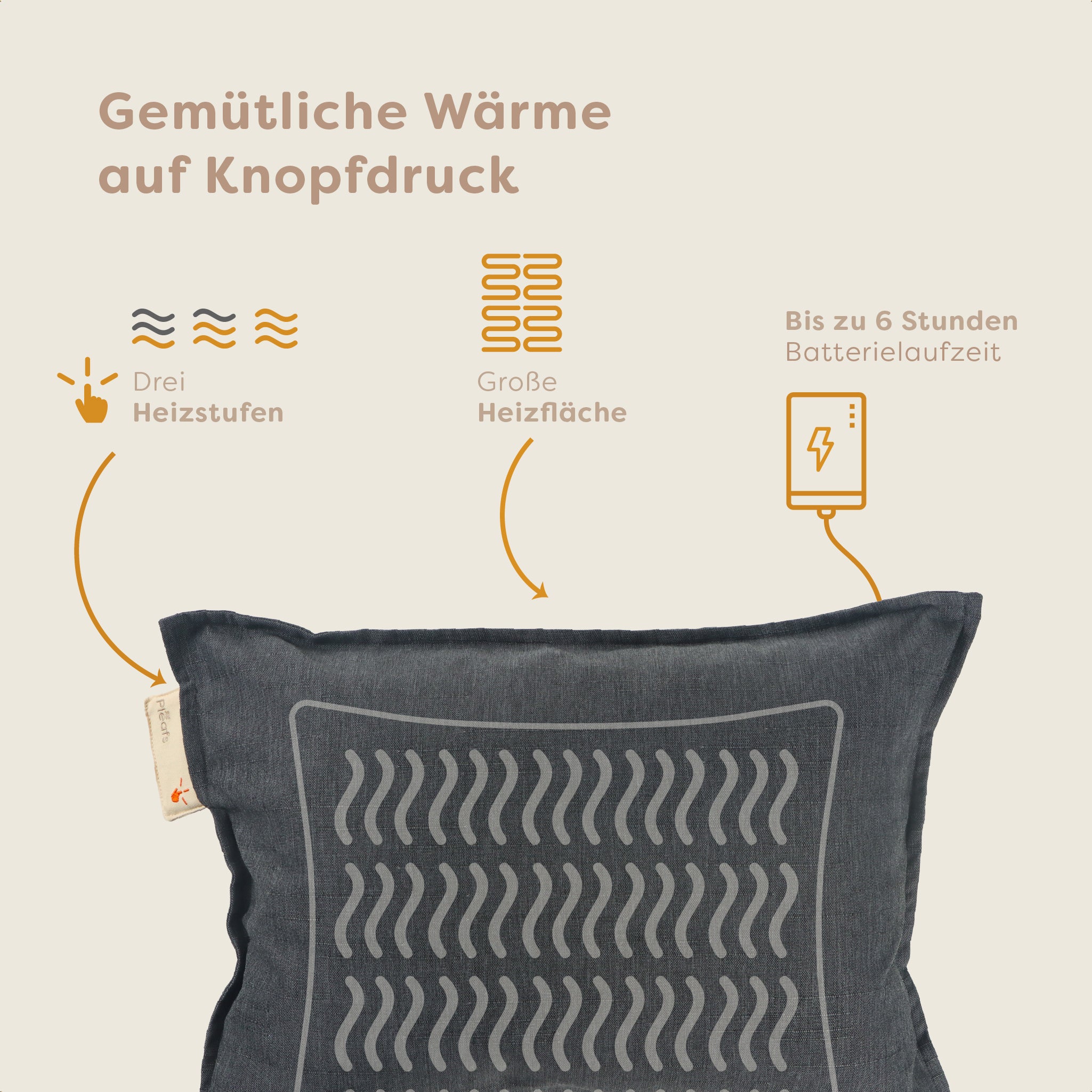heizkissen outdoor kabellos elektrisch aufladbar 45x60 carbon usp