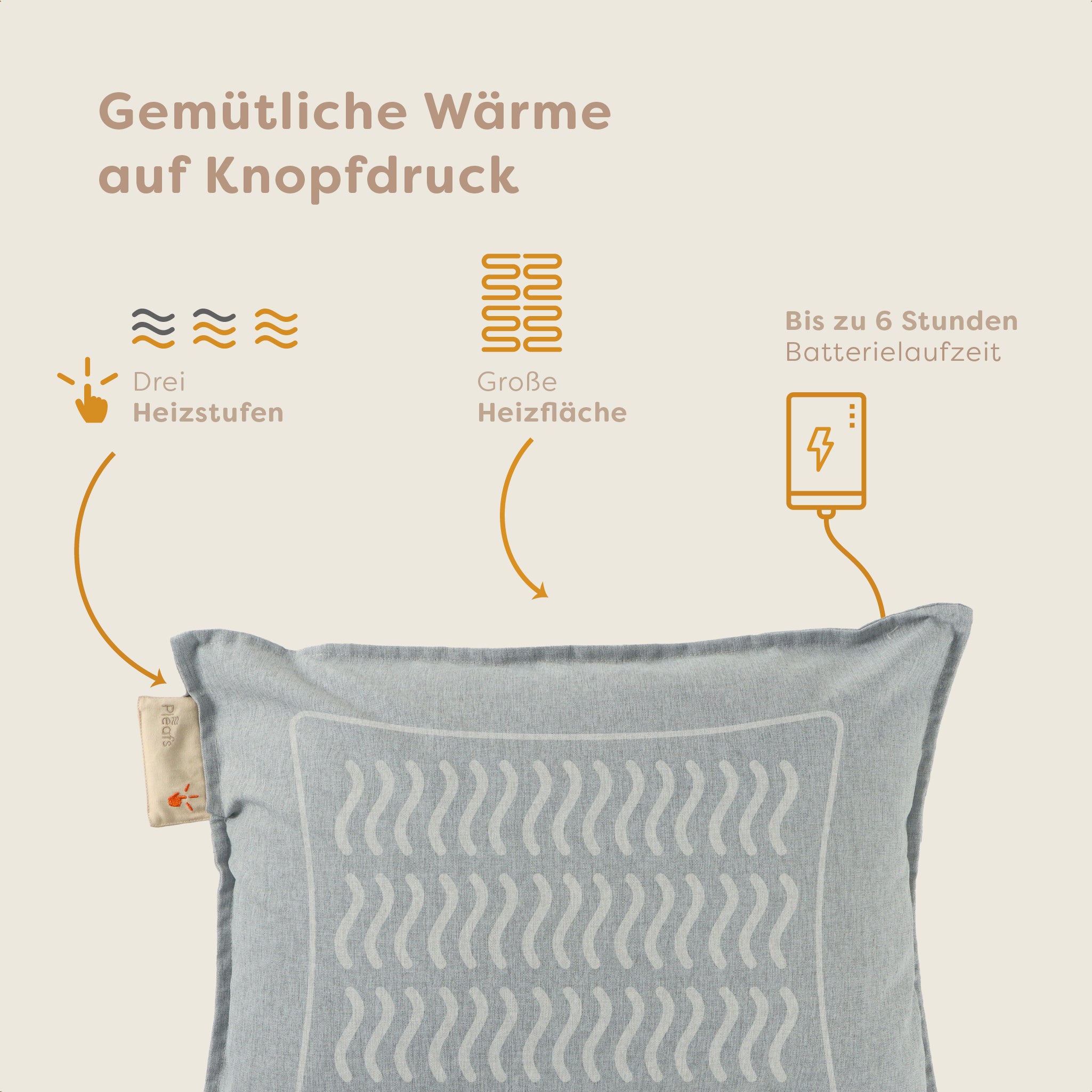 heizkissen outdoor kabellos elektrisch aufladbar 45x60 spanich-grey usp