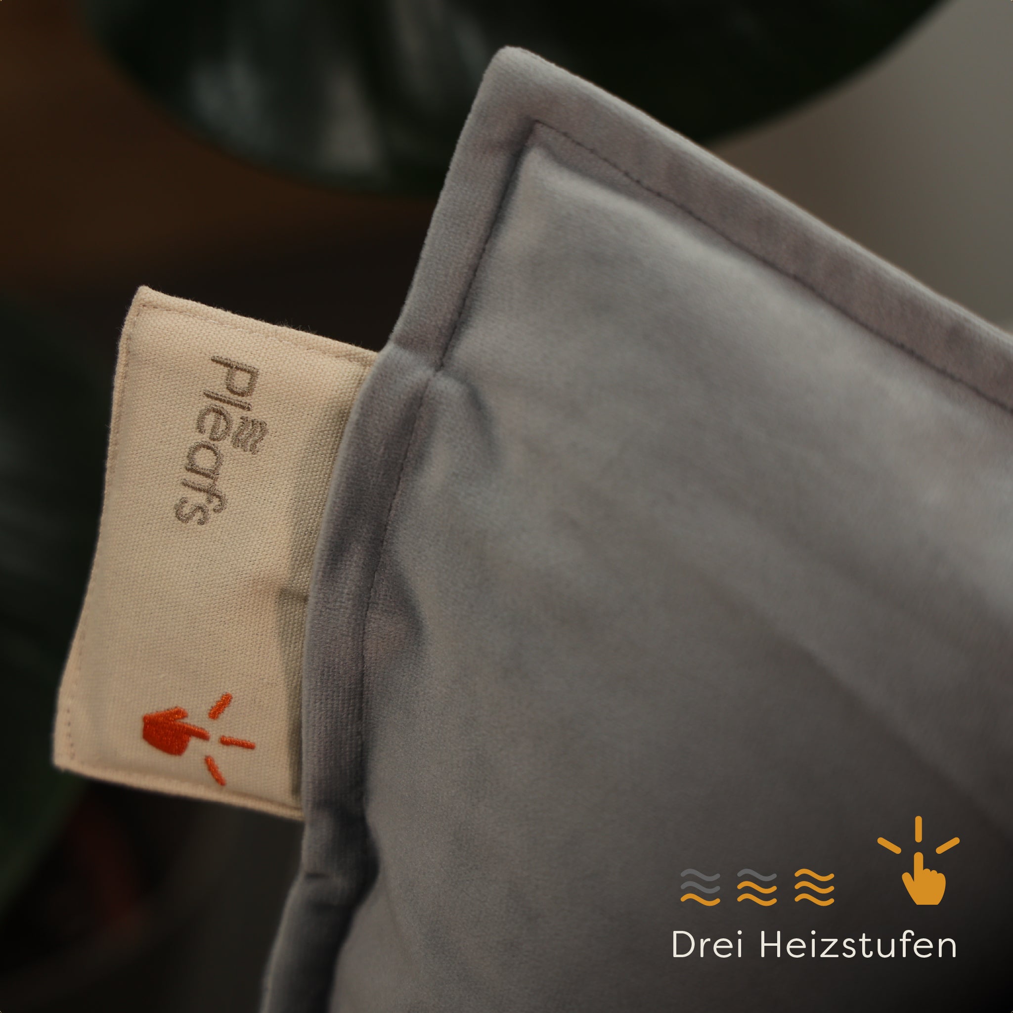 heizkissen plush kabellos elektrisch aufladbar indoor 45x45 black-coral wärmestufen