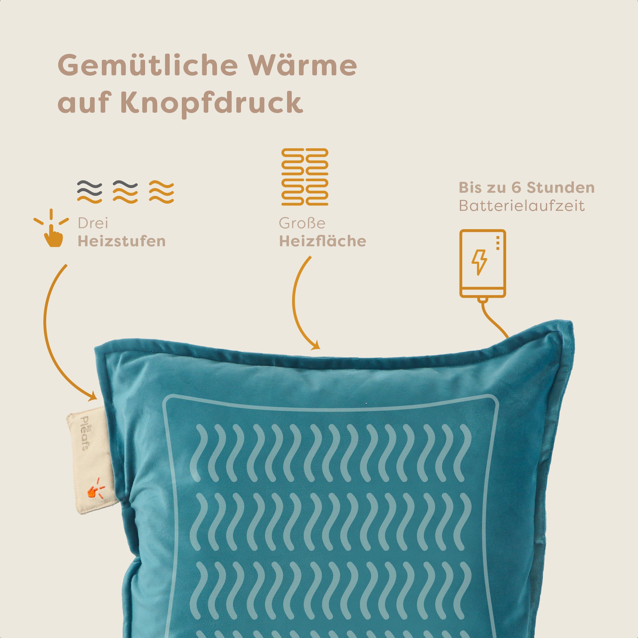 heizkissen plush kabellos elektrisch aufladbar indoor 45x45 wedgewood usp
